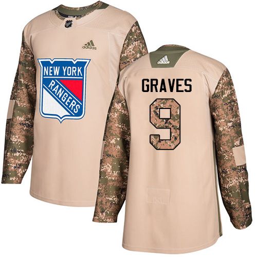 Adidas Rangers #9 Adam Graves Camo Authentic Veterans Day Stitched NHL Jersey